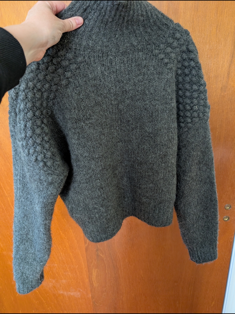 Free People Charcoal Gray Textured Mock Neck Sweater Cozy - Picture 4 of 11